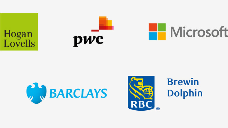 A collection of company logos for corporates who have worked with Harry Specters