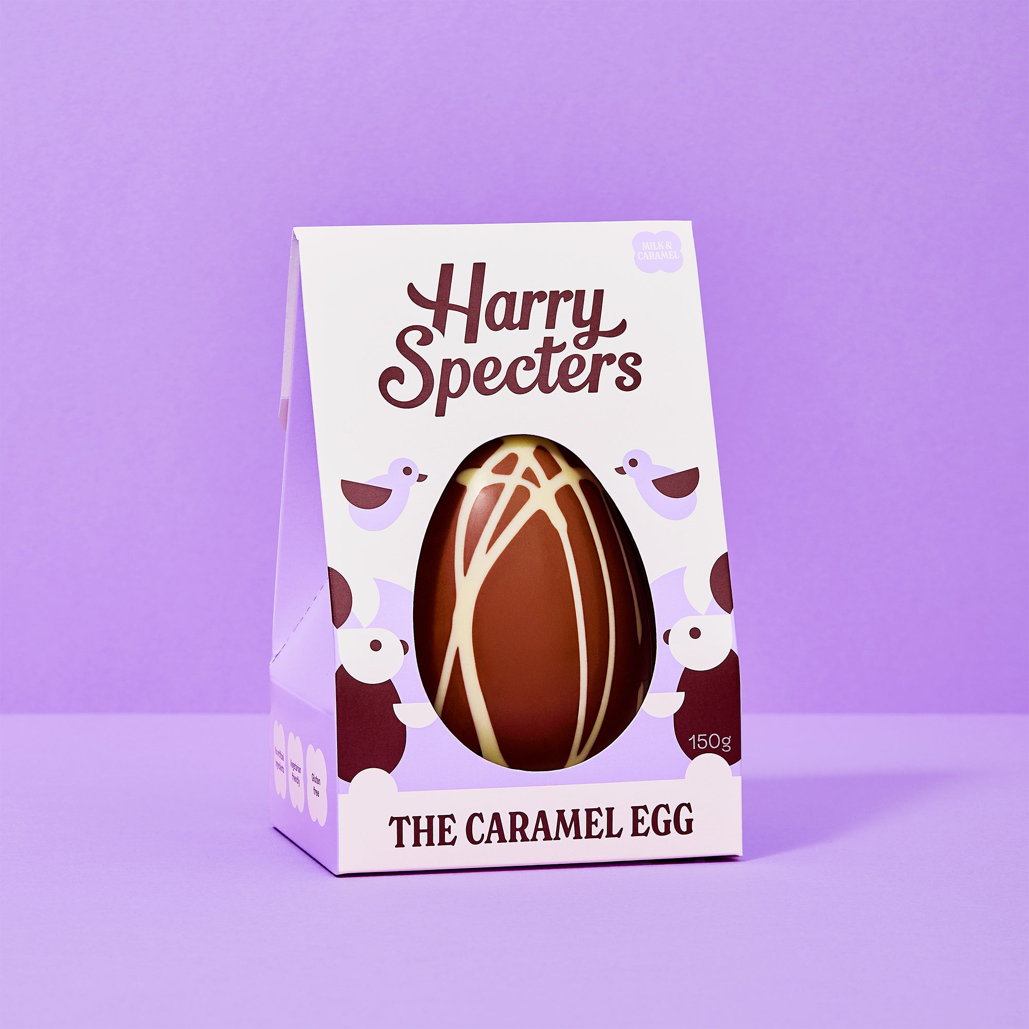 Caramel infused milk chocolate Easter Egg in colourful packaging