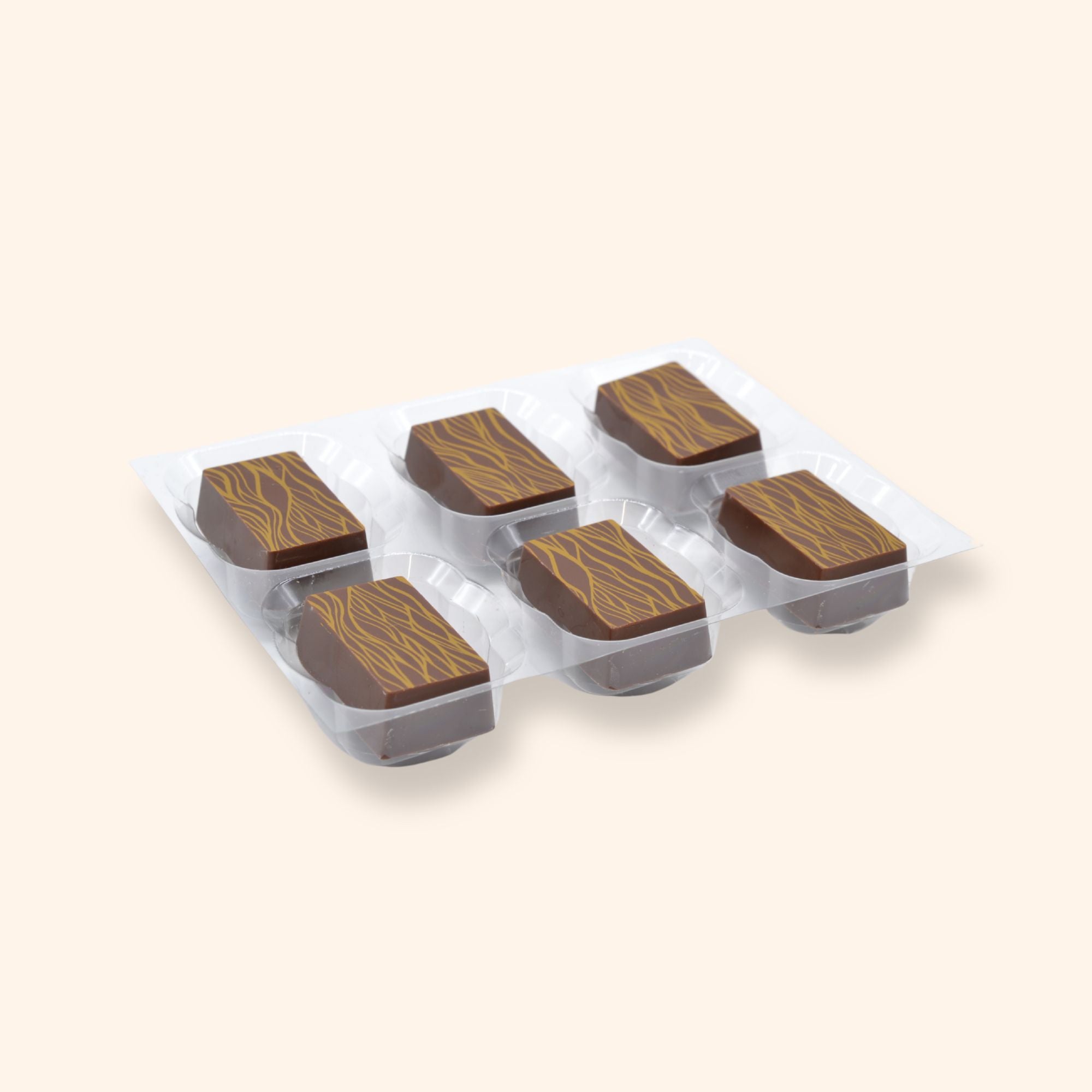 a tray of 6 luxury milk chocolates