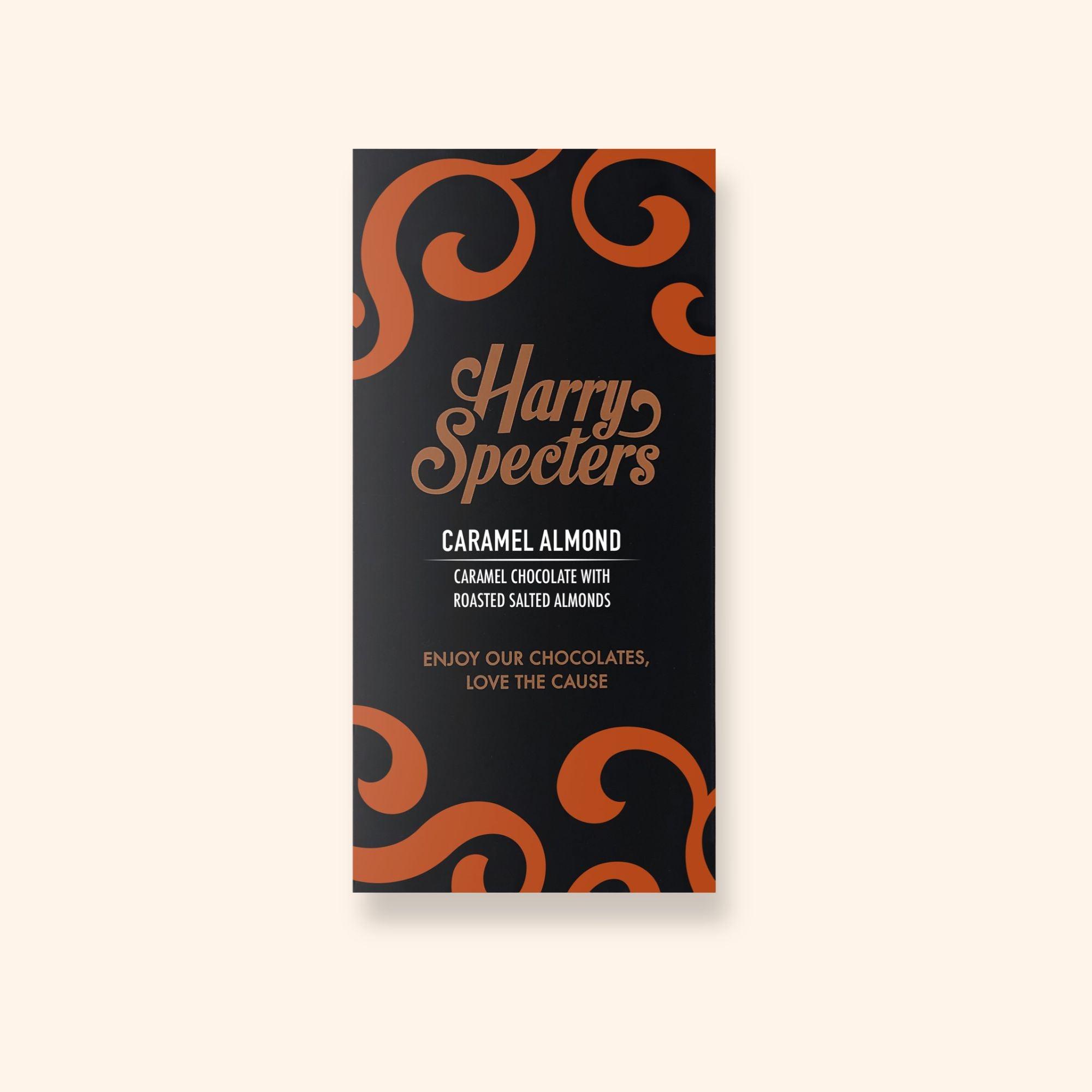 A milk chocolate bar with almonds in colourful packaging by Harry Specters