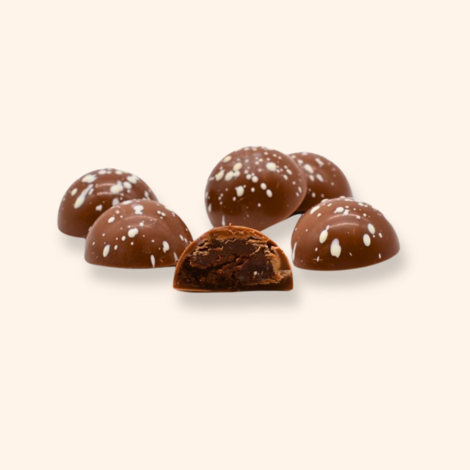 6 caramel latte chocolates decorated by hand