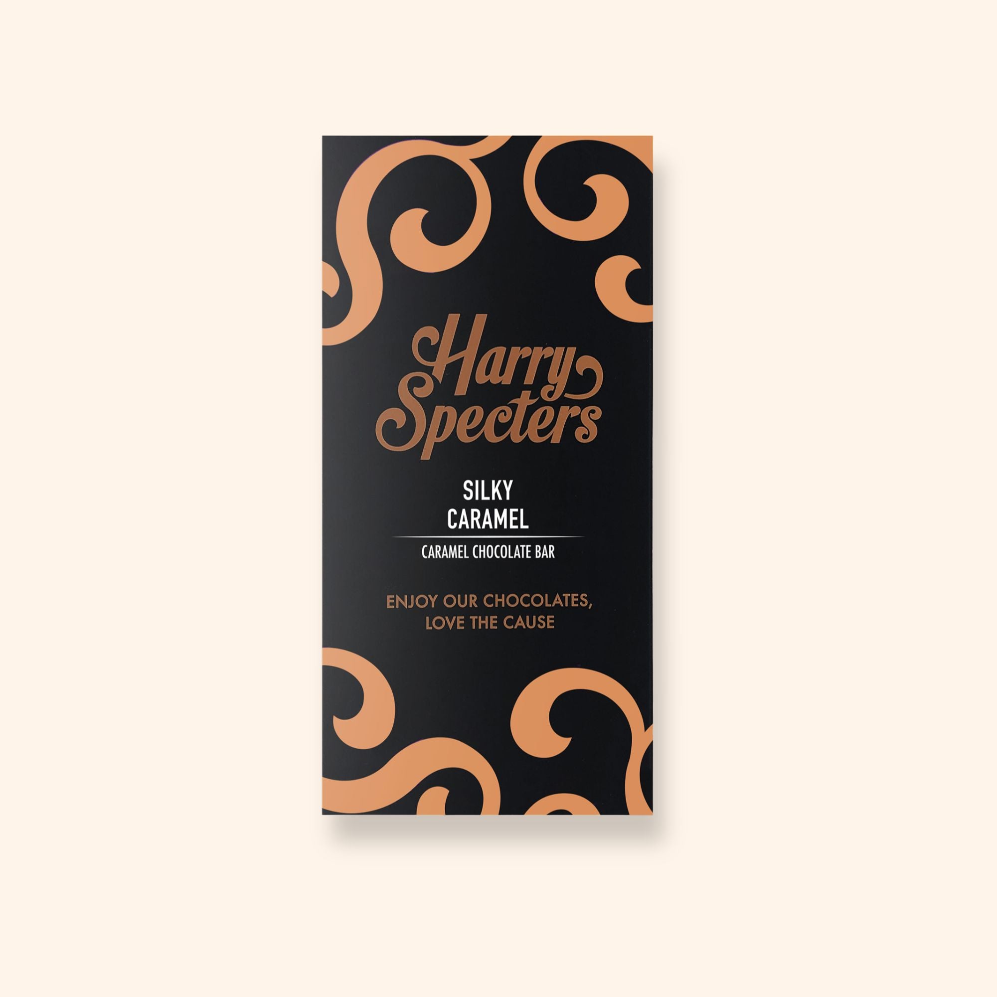 A milk caramel chocolate bar in colourful packaging featuring the name Harry Specters