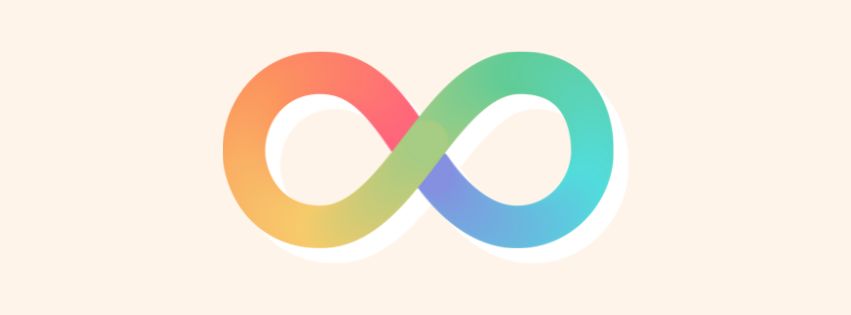 A rainbow coloured infinity sign representing autism