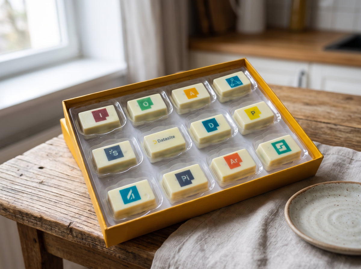 Twelve chocolate box with branded chocolates