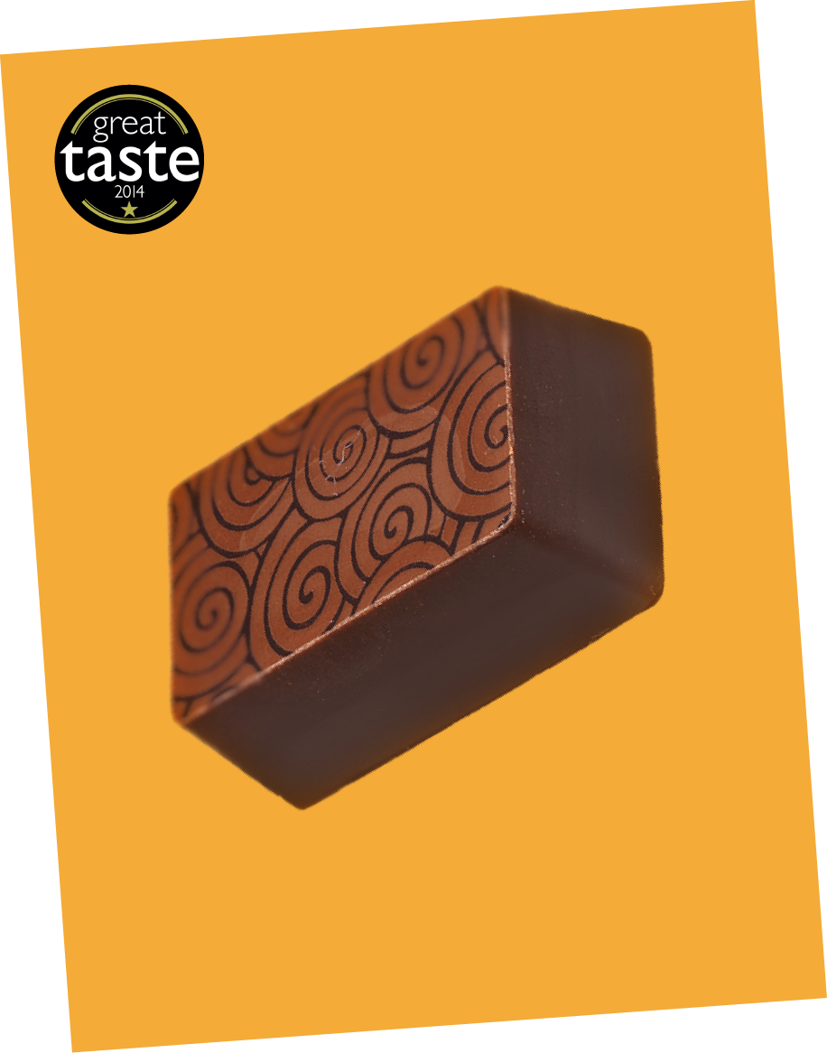 A handcrafted sea salt caramel chocolate