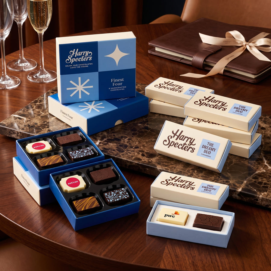 Harry Specters personalised Chocolates featuring PwC Chocolates