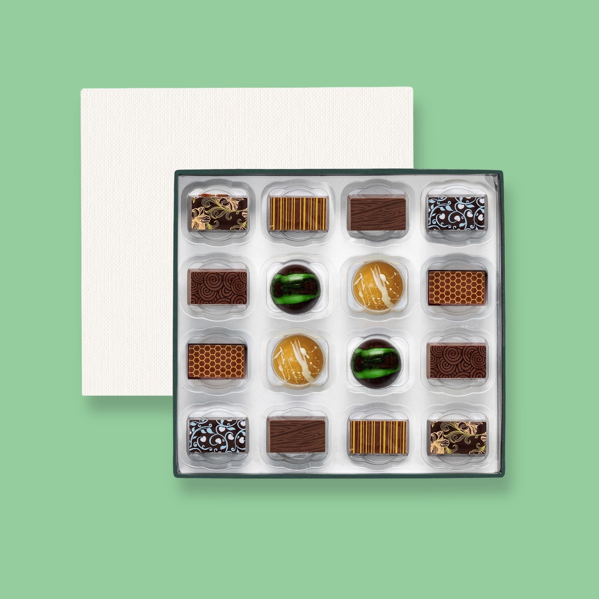 A premium chocolate box perfect for sharing, featuring 16 chocolates