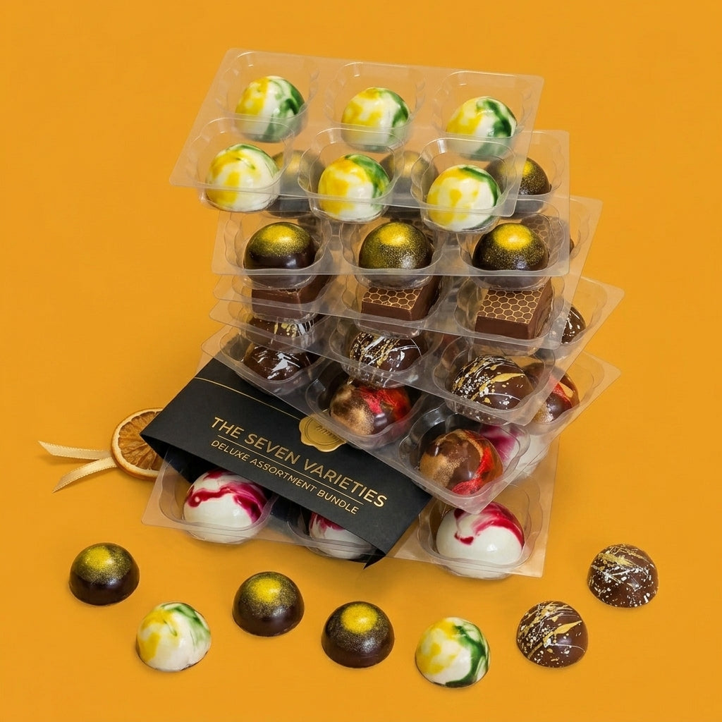 The Complete Summer Favourites Collection — seven boxes, 42 hand-finished chocolates, all summer flavours
