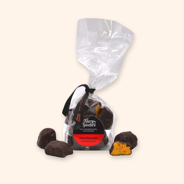 A bag of dark chocolate honeycomb