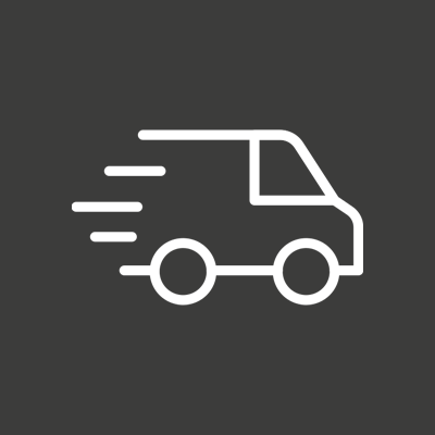 A graphic of a speeding van to represent delivery