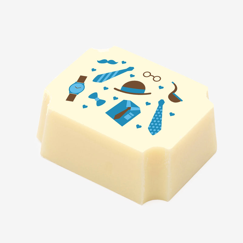 A white chocolate with a father's day design