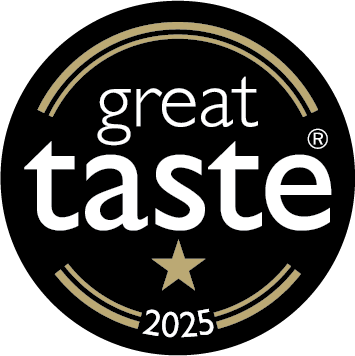 Great Taste 2025 logo with black and gold design