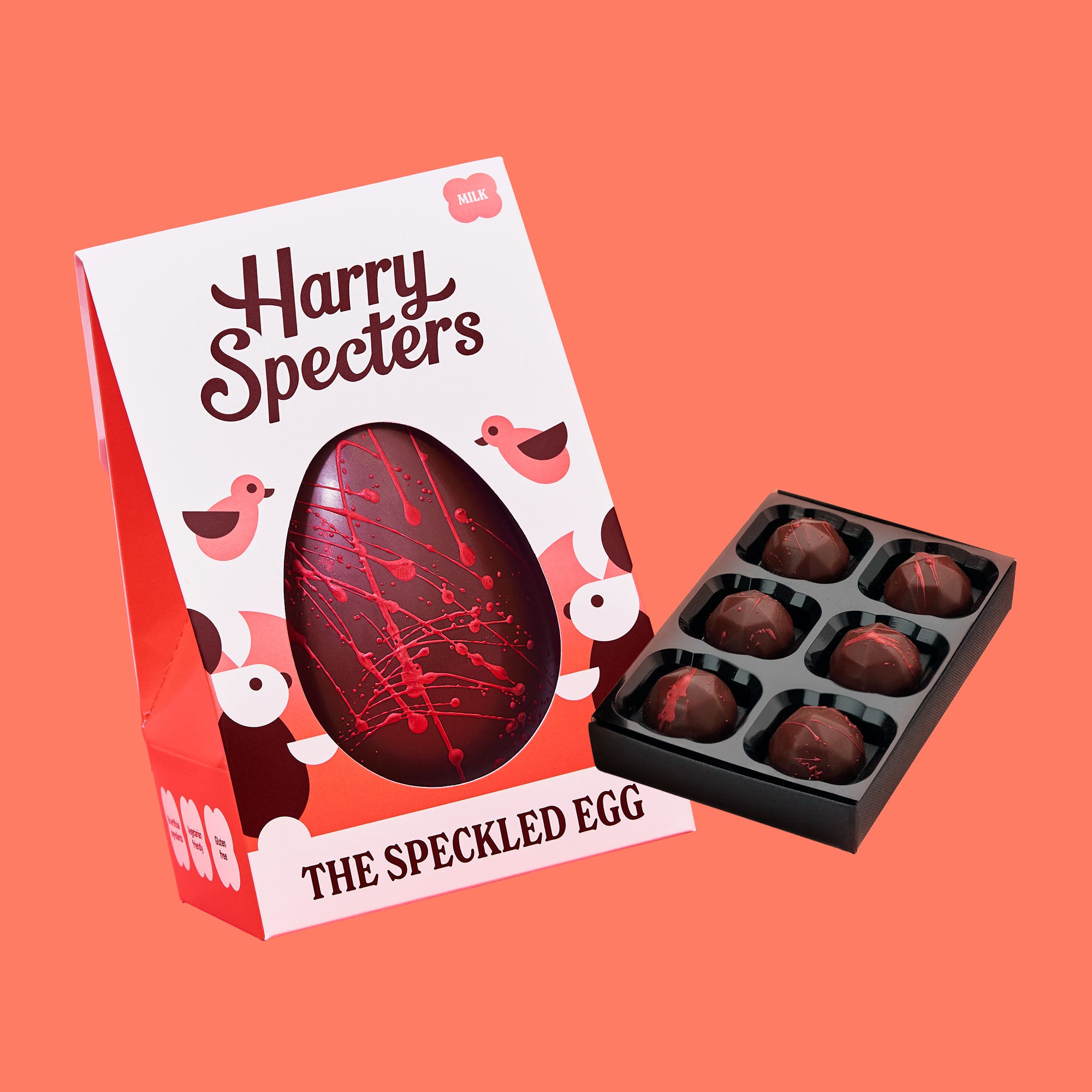 A Speckled milk chocolate Easter egg with a box of 6 luxury chocolates