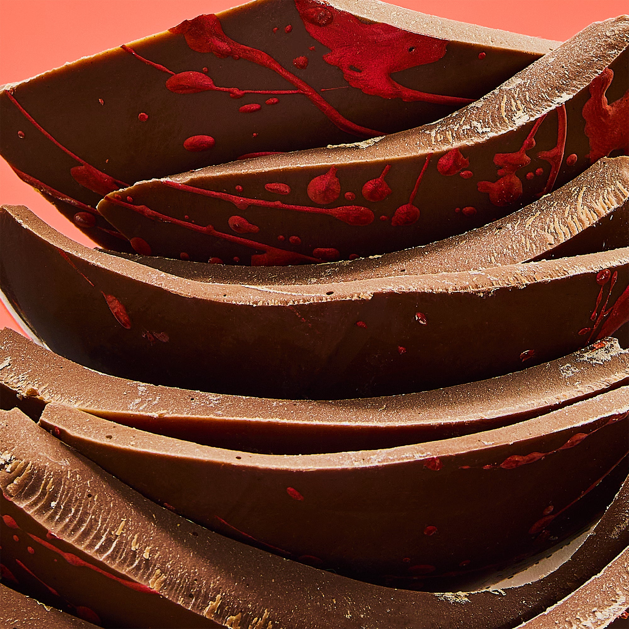 A stack of milk chocolate luxury Easter egg pieces