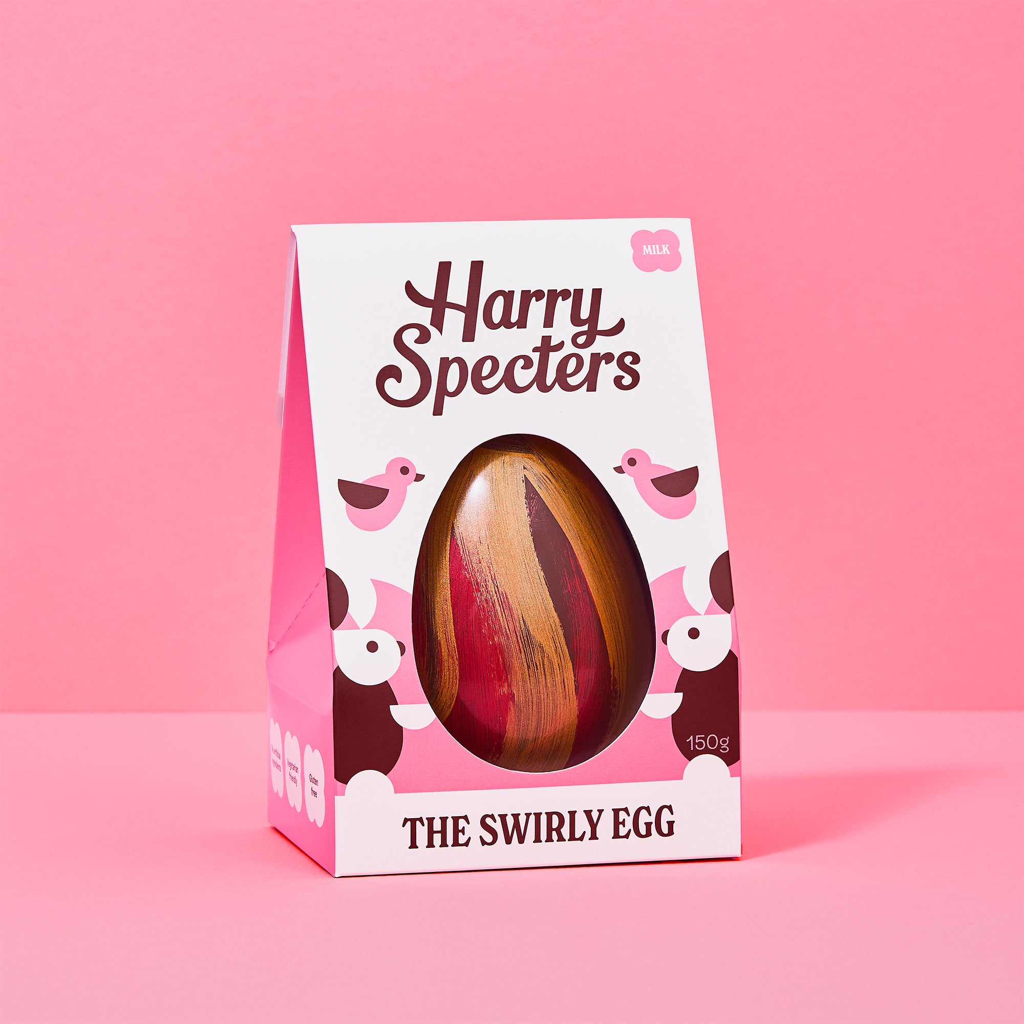 Swirly milk chocolate Easter Egg in colourful packaging