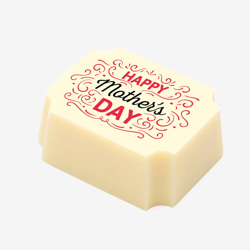A white chocolate featuring a happy mother's day message