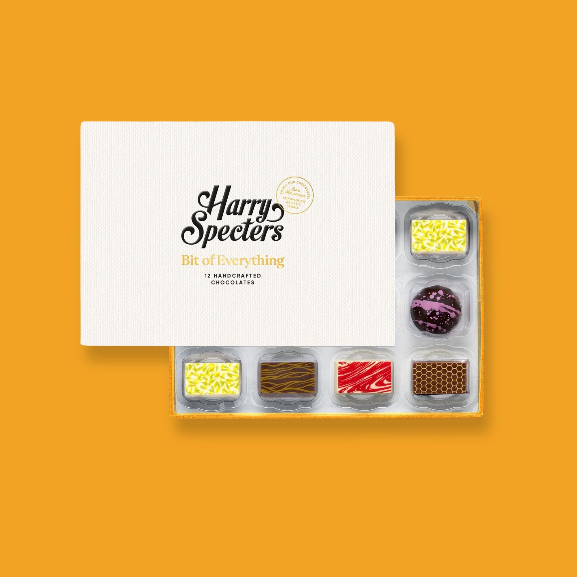 A box of 12 premium chocolates with bright spring flavours