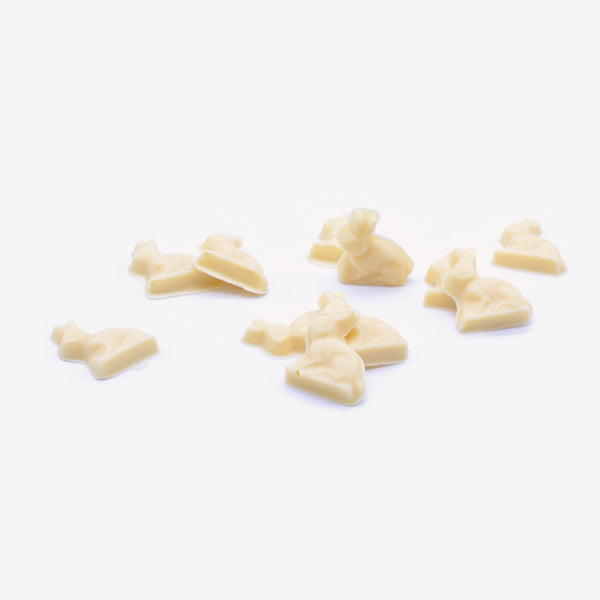 A pile of white Chocolate Easter Bunny Shapes 
